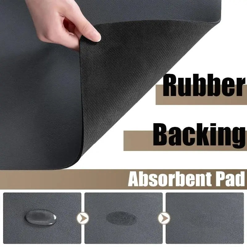 Luxiko Diatomite Bathroom Mat Marble Design – Non-Slip Quick-Dry Water Absorbing Stone Bath Rug for Bathroom, Kitchen & Entryway