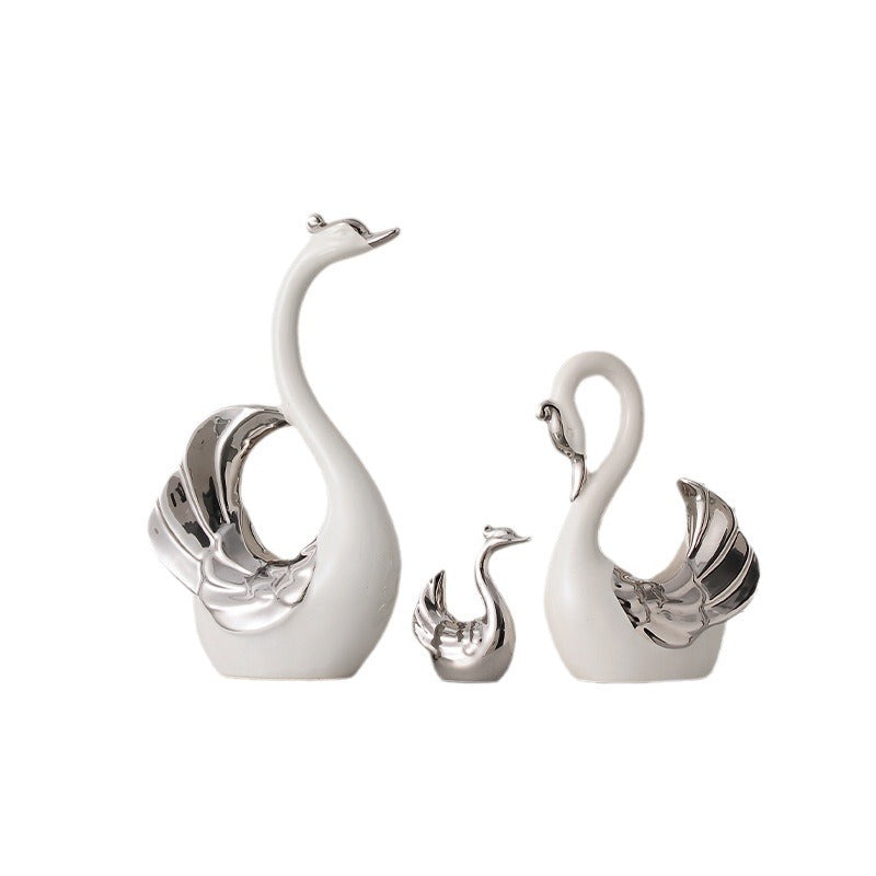 Luxiko Couple Swan Decoration – Elegant Romantic Swan Figurine Set for Home Decor, Living Room Tabletop Ornament & Wedding Gift