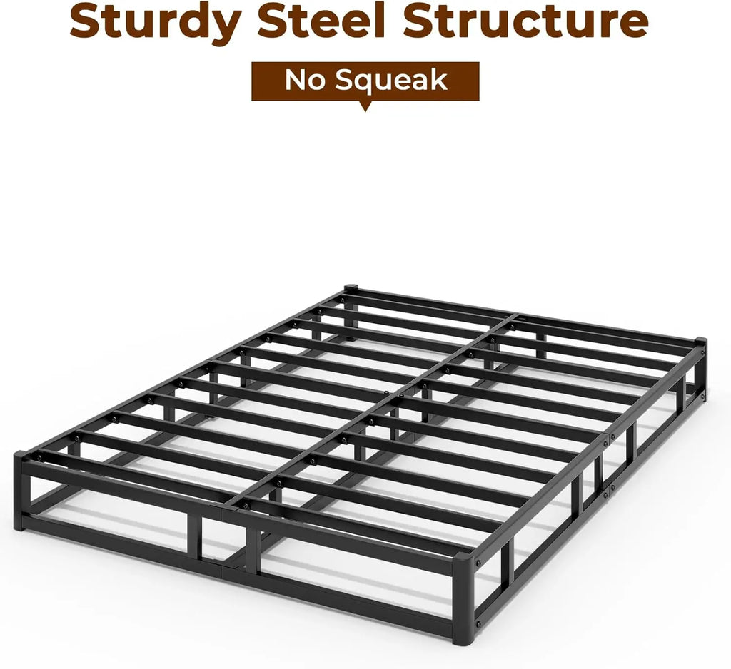 Luxiko Twin Size Metal Bed Frame – Heavy Duty Platform Bed with Steel Slats | Noise-Free Mattress Support & Under Bed Storage Space