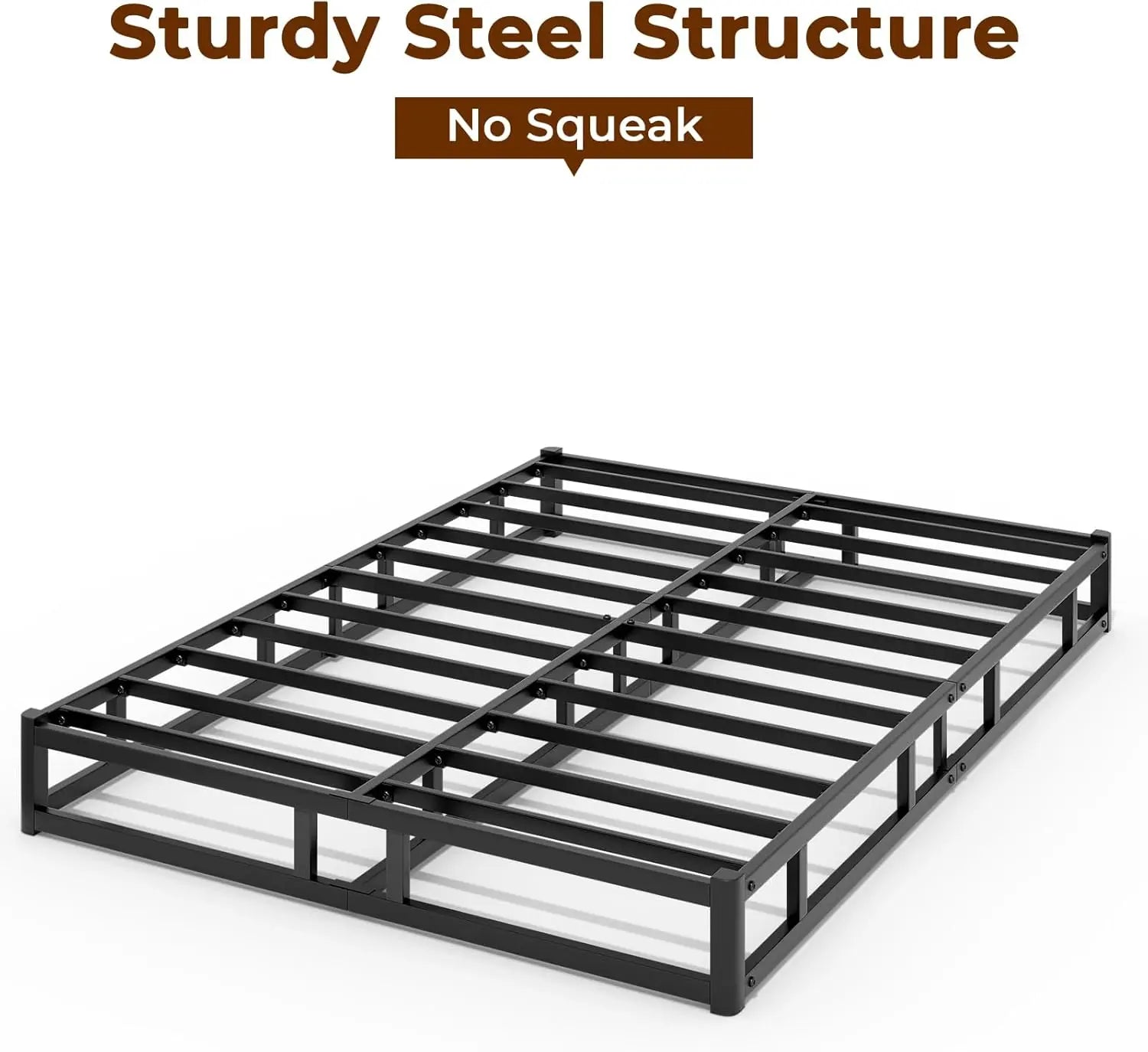 Luxiko Twin Size Metal Bed Frame – Heavy Duty Platform Bed with Steel Slats | Noise-Free Mattress Support & Under Bed Storage Space