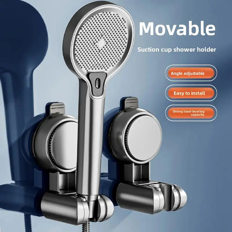 Luxiko Punch-Free Suction Cup Shower Head Holder – Adjustable Bathroom Shower Bracket | Strong Grip, Drill-Free Wall Mount Shower Rack Accessory