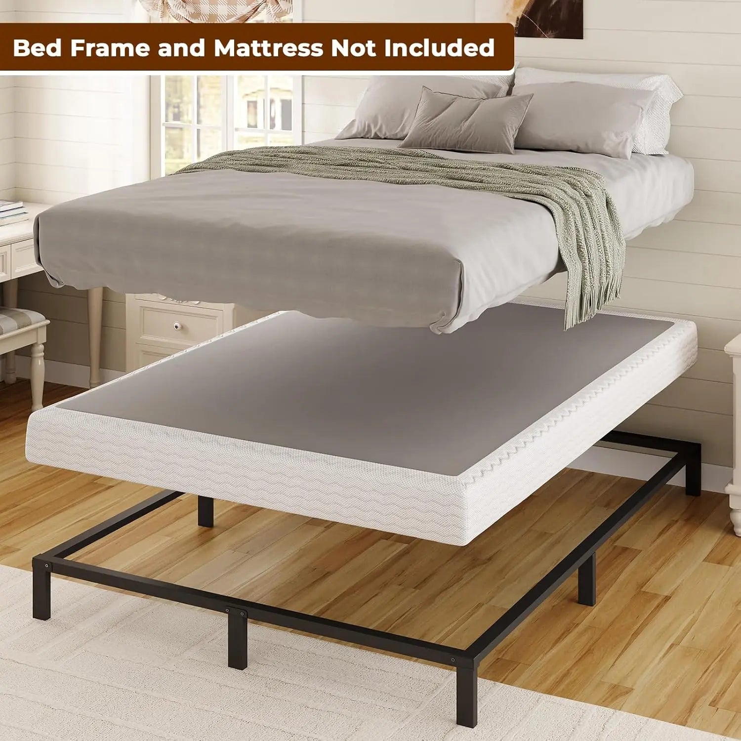Luxiko Twin Size Metal Bed Frame – Heavy Duty Platform Bed with Steel Slats | Noise-Free Mattress Support & Under Bed Storage Space