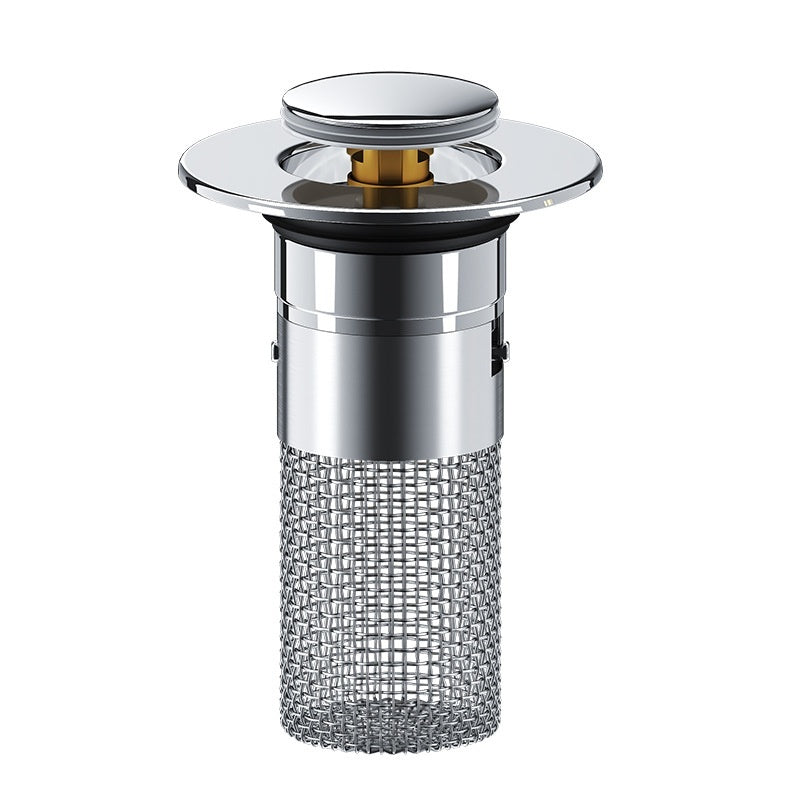 Luxiko Stainless Steel Pop-Up Sink Drain Plug with Filter Basket