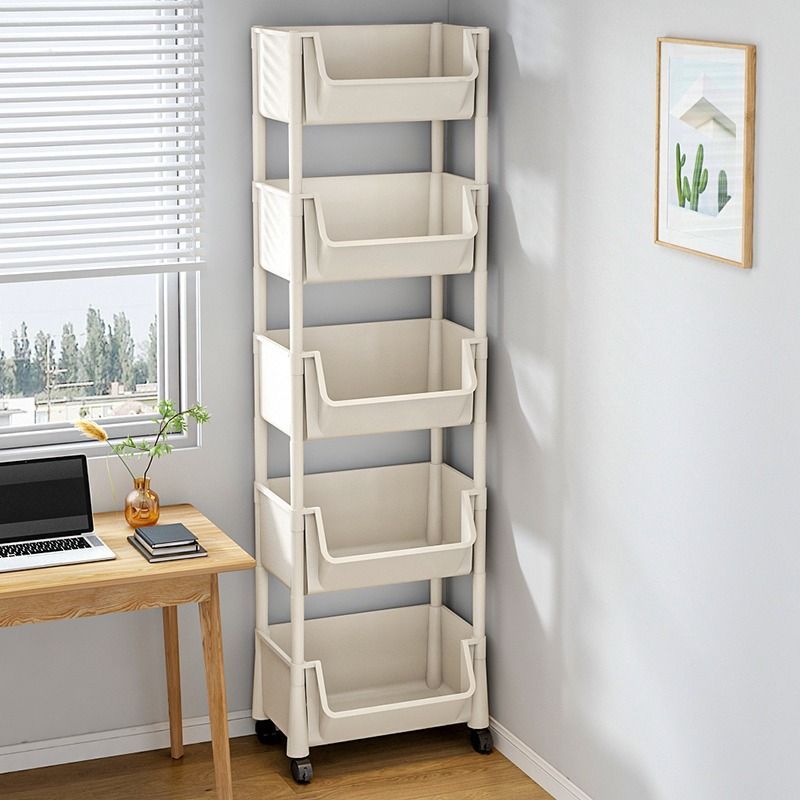 Luxiko Multifunctional Multi-Layer Plastic Storage Cart with Wheels – Adjustable Rolling Shelf Organizer for Kitchen, Bathroom, Bedroom & Living Room | Easy Install Utility Trolley