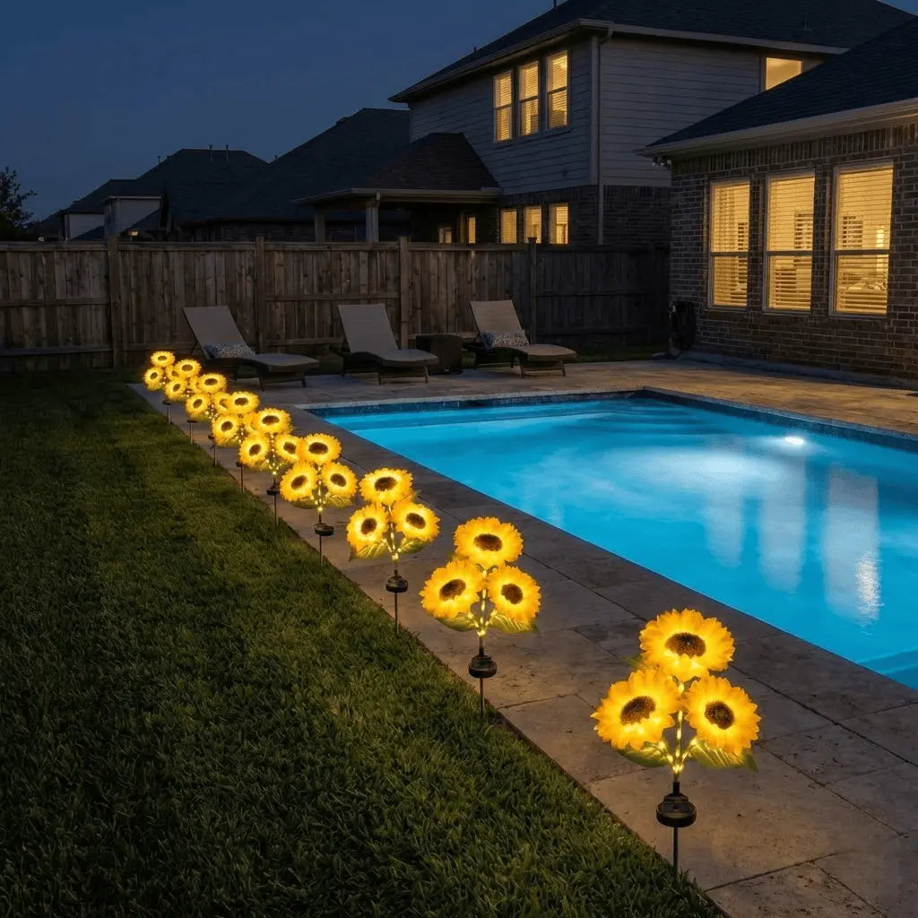 Luxiko Solar Sunflower Garden Lights – Waterproof LED Outdoor Decorative Lights, Realistic Solar Flower Lamps for Yard, Lawn, Patio & Porch (3 PCS Set)