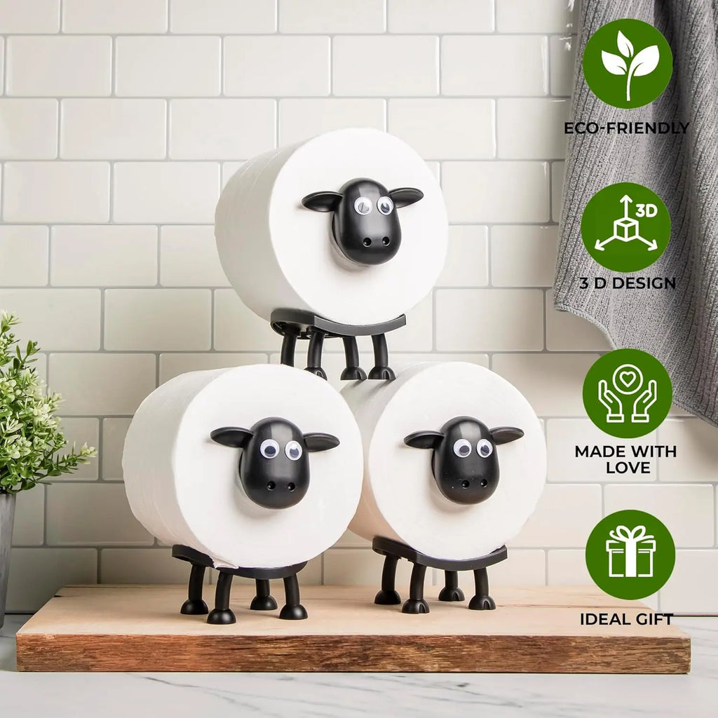 Luxiko 3PCS Sheep Tissue Holder Set – Cute 3D Toilet Paper Roll Holder, Creative Kitchen Towel Holder & Fun Home Decor Organizer