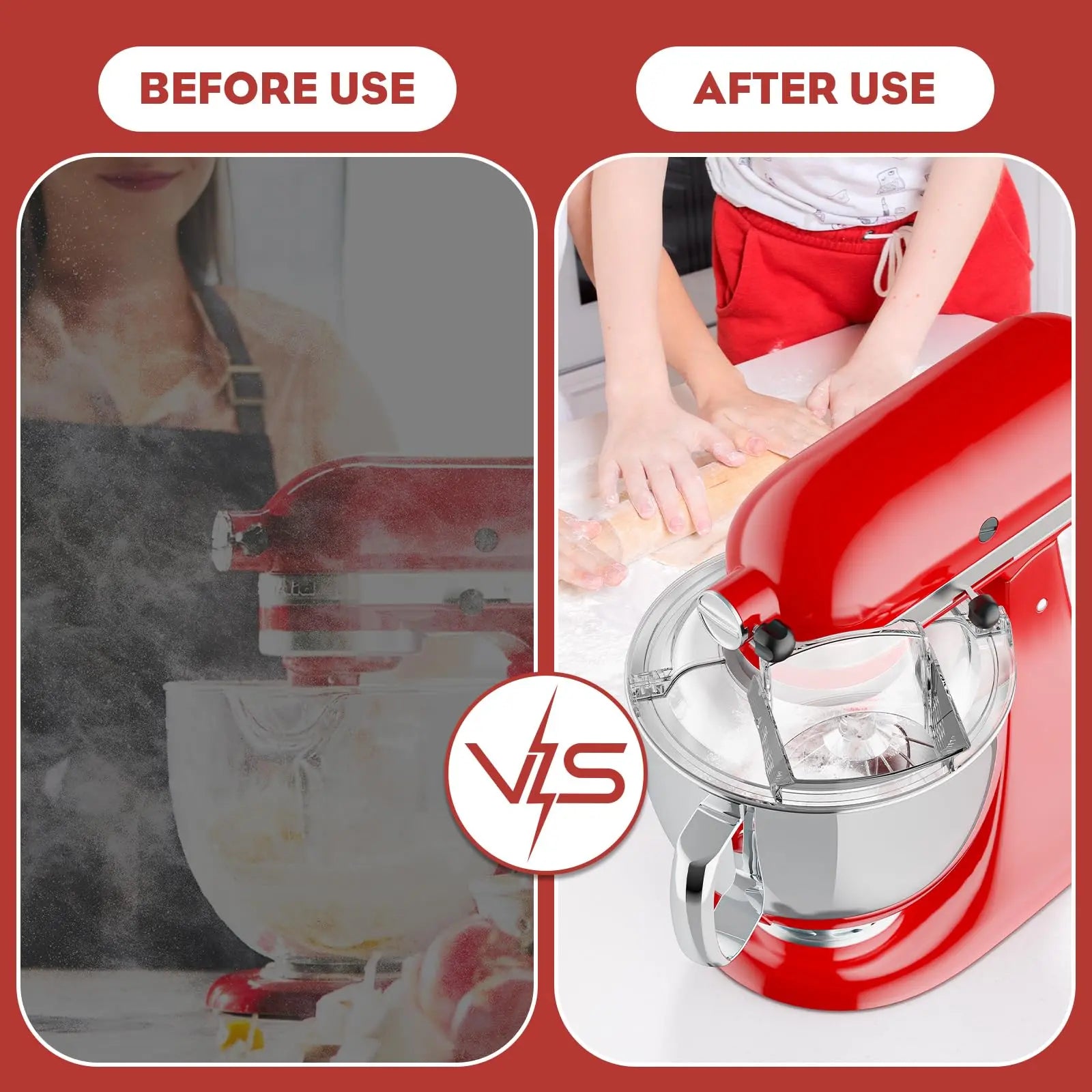 Luxiko Pouring Shield for Stand Mixer – Compatible with 4.5-5 QT Tilt-Head Mixers, Splash Guard with Flip-Top Feed Chute for Mess-Free Baking
