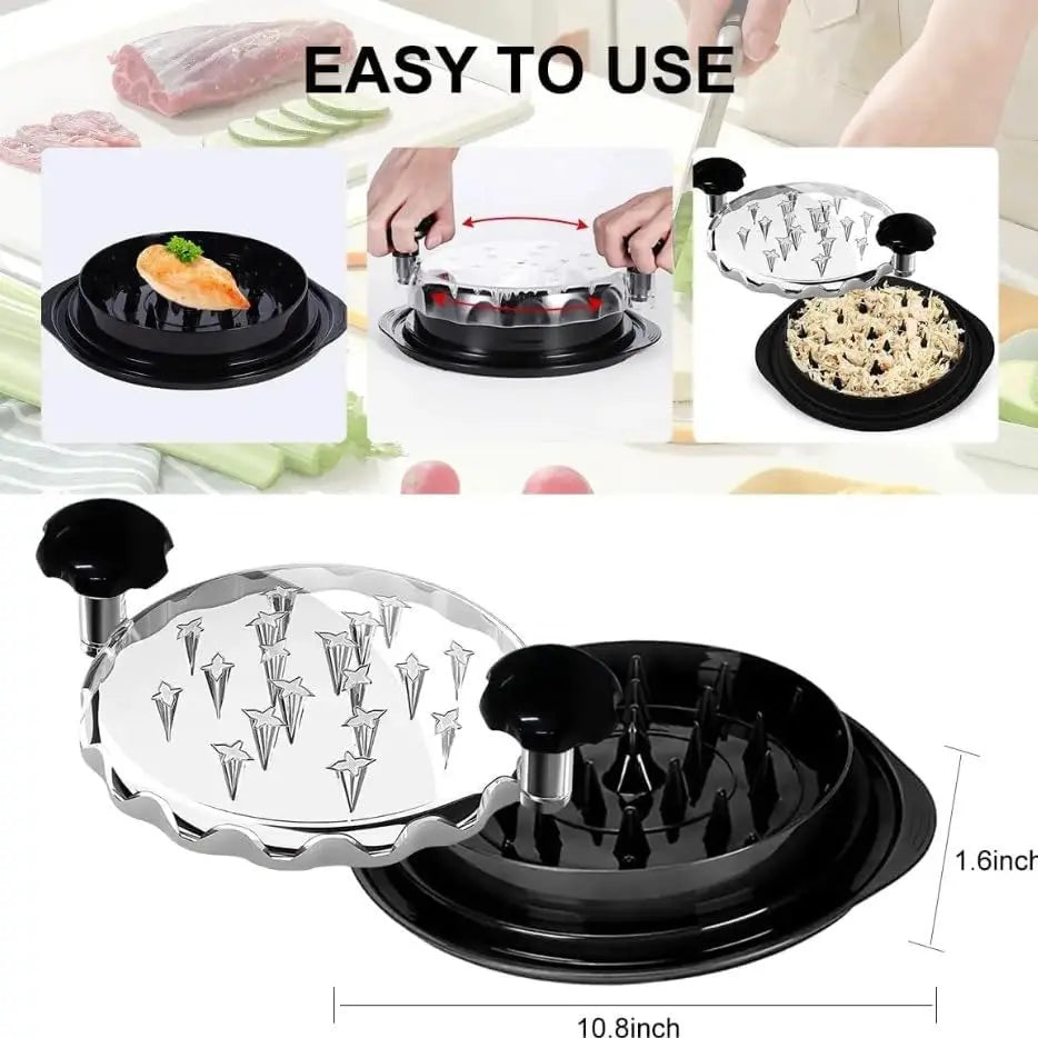 Luxiko XL 11.5” Chicken Shredder Tool – Large Meat Shredder with Twist Handle, Non-Slip Base, Dishwasher Safe Kitchen Shredder for Chicken, Beef & Vegetables