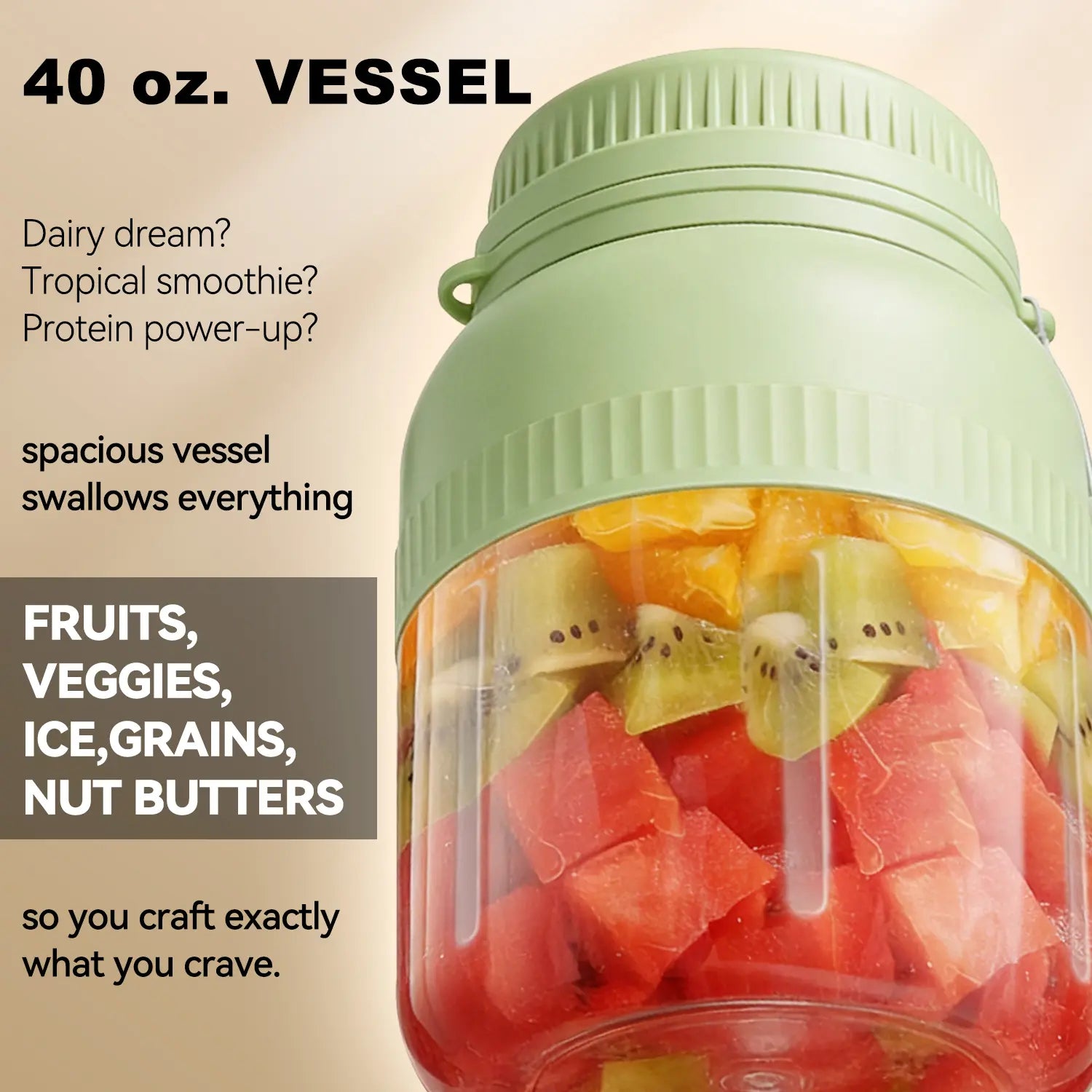 Luxiko Portable Blender 40oz – USB Rechargeable Smoothie Maker, High-Speed Ice Crushing Juicer for Milkshakes, Baby Food & Healthy Drinks