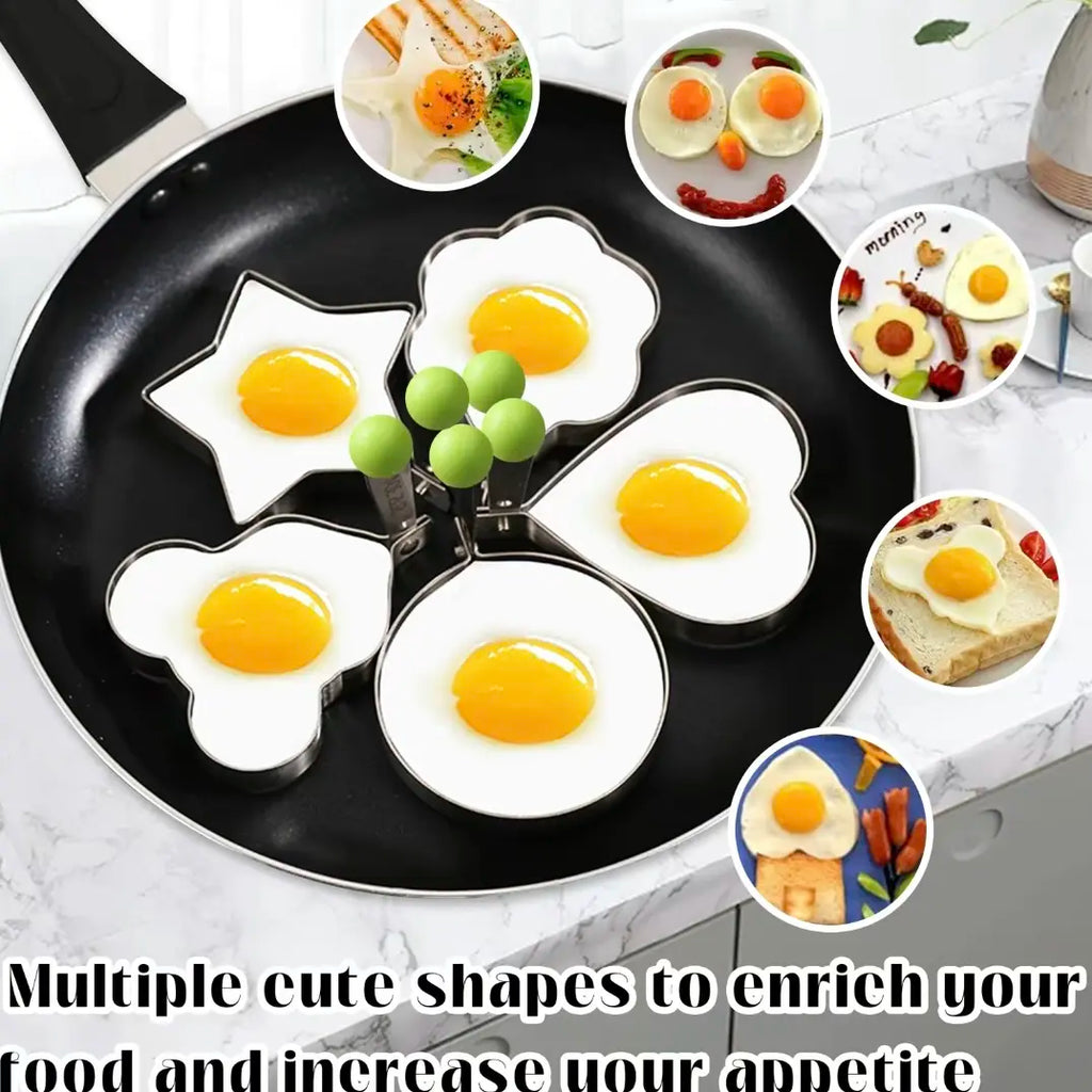Luxiko 5-Piece Egg Ring Mold Set – Non-Stick Round Egg & Pancake Molds, Breakfast Cooking Rings for Perfect Eggs, Burgers & More