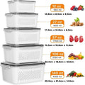 Luxiko 4 PCS Fruit & Vegetable Storage Containers for Fridge – Food Storage Boxes with Removable Strainer & Colander | Microwave & Dishwasher Safe Fresh Keeper Set