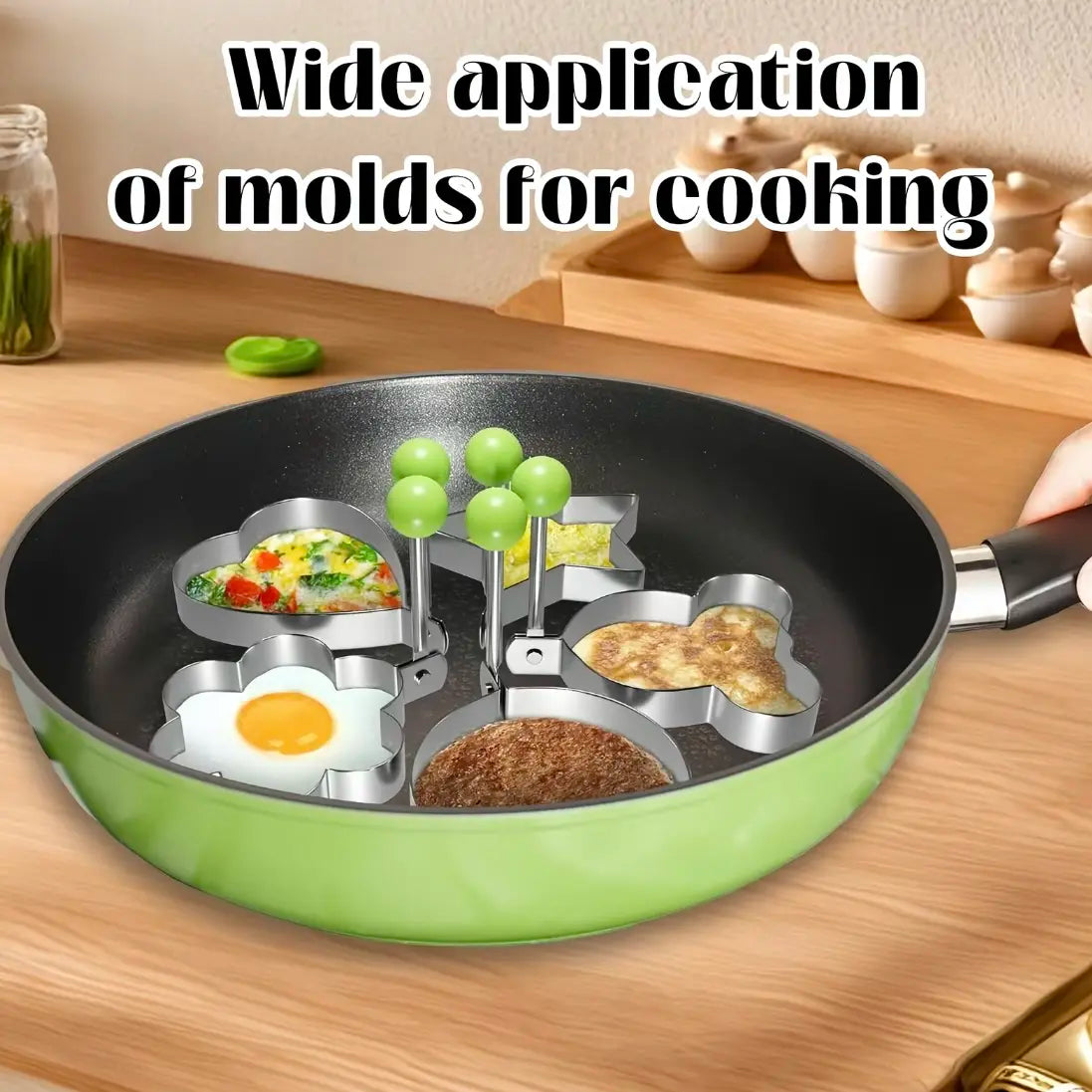 Luxiko 5-Piece Egg Ring Mold Set – Non-Stick Round Egg & Pancake Molds, Breakfast Cooking Rings for Perfect Eggs, Burgers & More