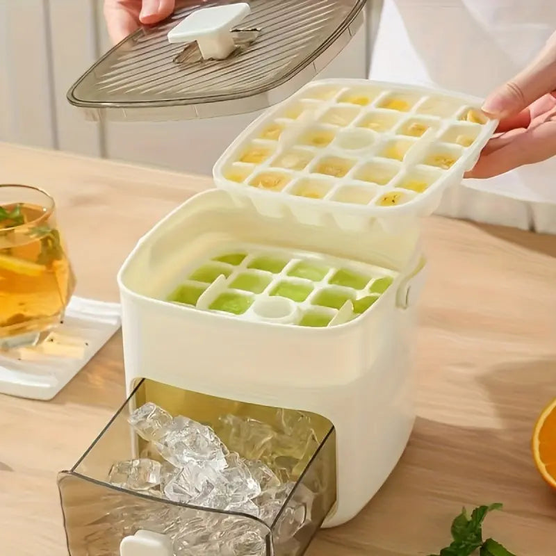 Luxiko Portable 48 Ice Cube Maker with Storage Drawer – Compact Countertop Ice Maker | Easy Release Ice Tray & Freezer Organizer for Home & Outdoor Use