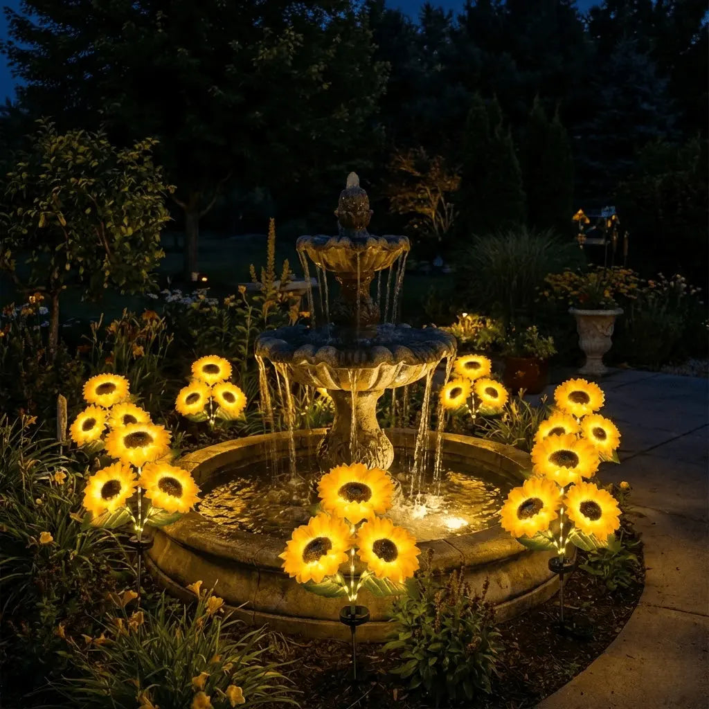 Luxiko Solar Sunflower Garden Lights – Waterproof LED Outdoor Decorative Lights, Realistic Solar Flower Lamps for Yard, Lawn, Patio & Porch (3 PCS Set)