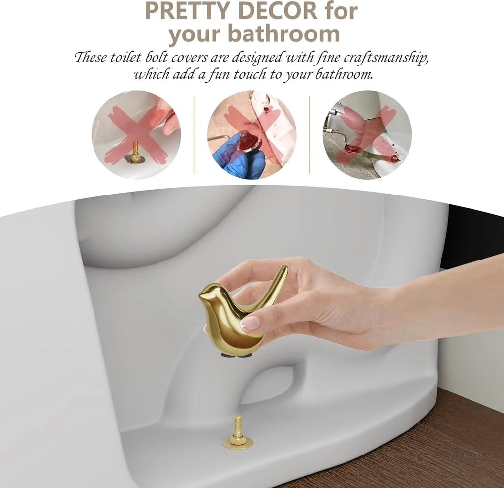 Luxiko 2PCS Ceramic Bird Toilet Bolt Caps – Cute Decorative Toilet Screw Covers | Easy Install Bathroom Toilet Base Cover Accessories