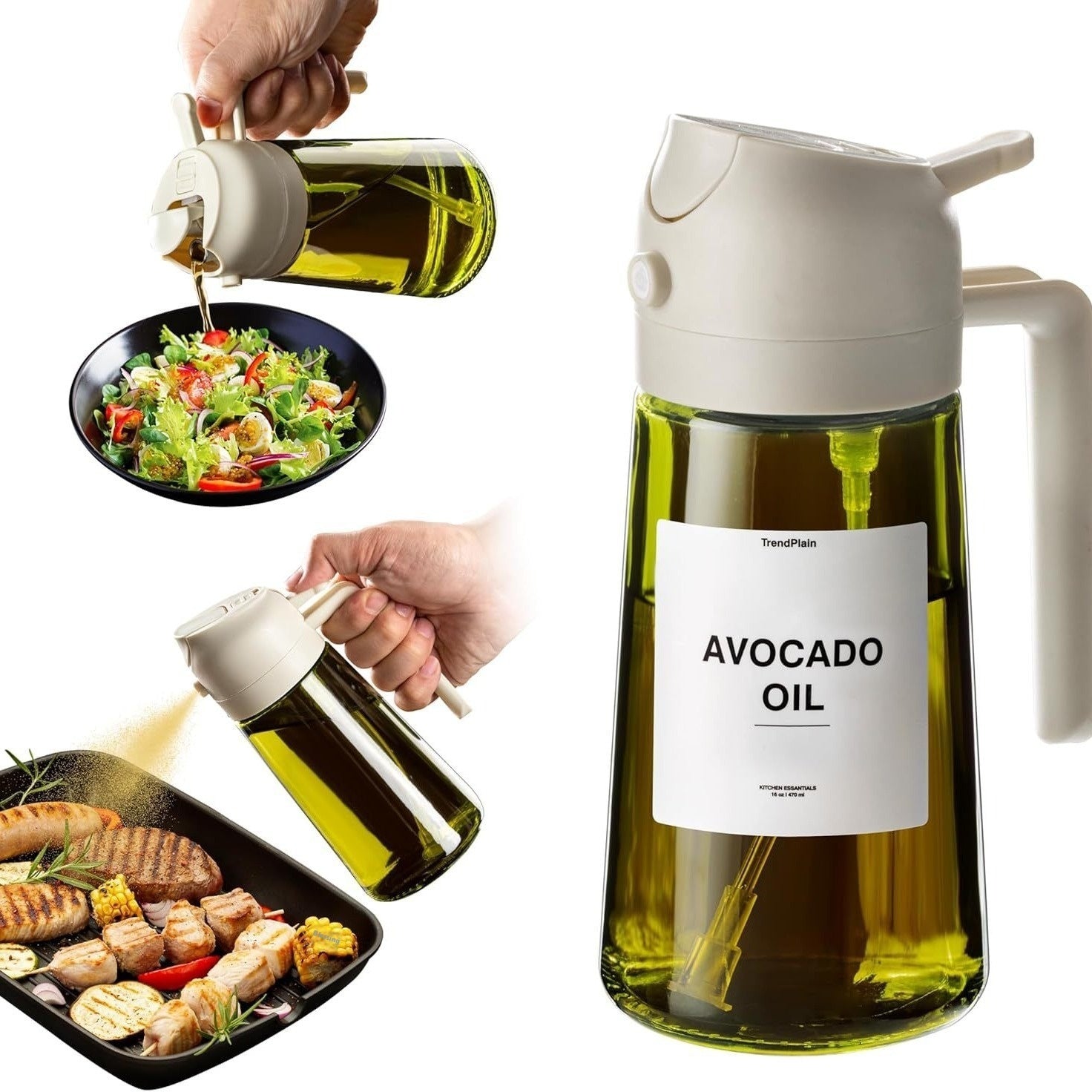 Luxiko 2-in-1 Oil Sprayer & Dispenser Bottle – Multifunctional Cooking Oil Spray Pump, BBQ Baking Kitchen Oil Storage Container