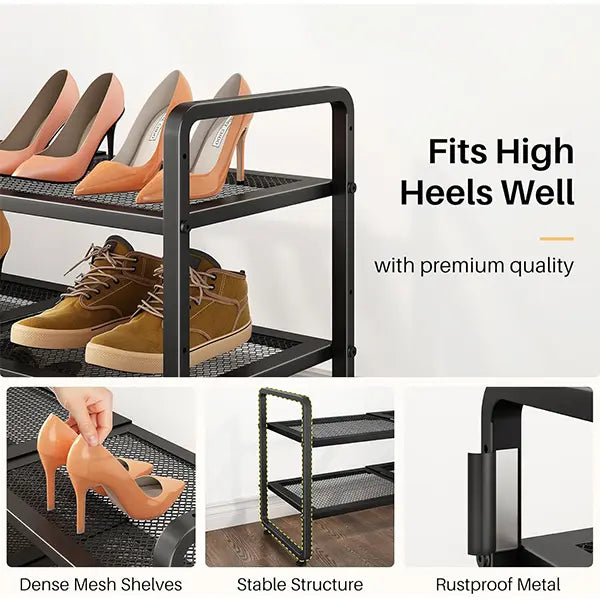 Luxiko Expandable Shoe Rack Organizer – Adjustable Metal Shoe Shelf, Stackable Storage Stand for Closet, Entryway & Garage