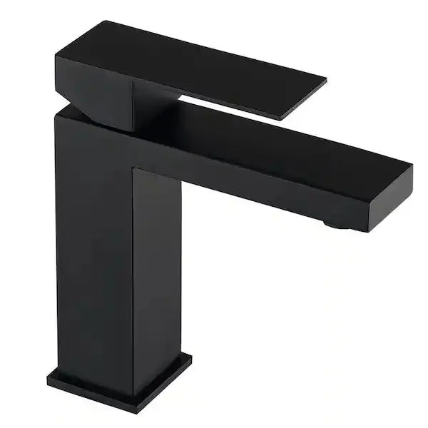 Luxiko Modern Black Bathroom Faucet – Single Handle One Hole Lavatory Sink Tap, Sleek Matte Black Vanity Mixer for Bathroom Sink