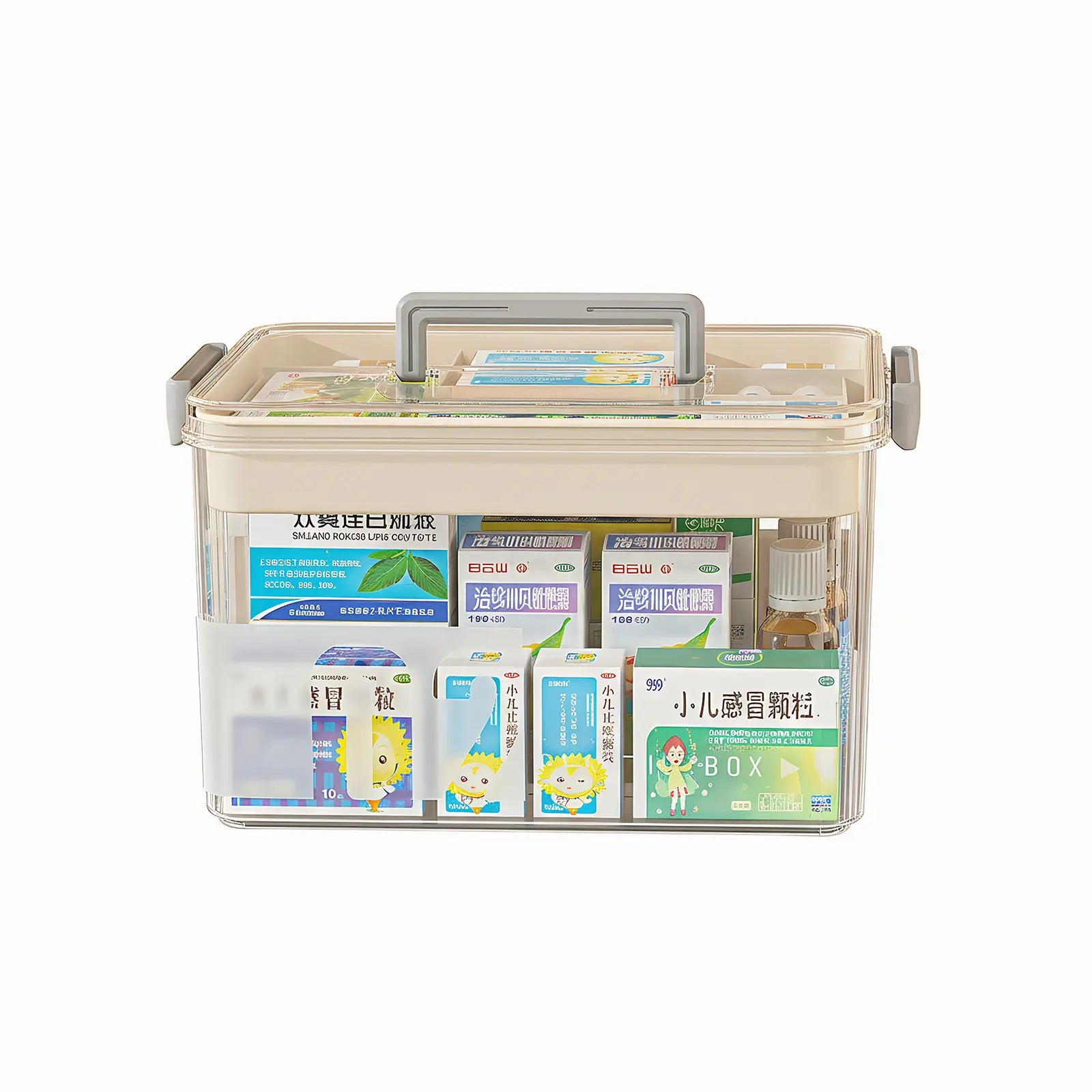 Luxiko Transparent Medicine Pill Organizer – Modular Layered Storage Box, Damp-Proof Travel Pill Case with Secure Buckles & Portable Handle for Home & Travel Use