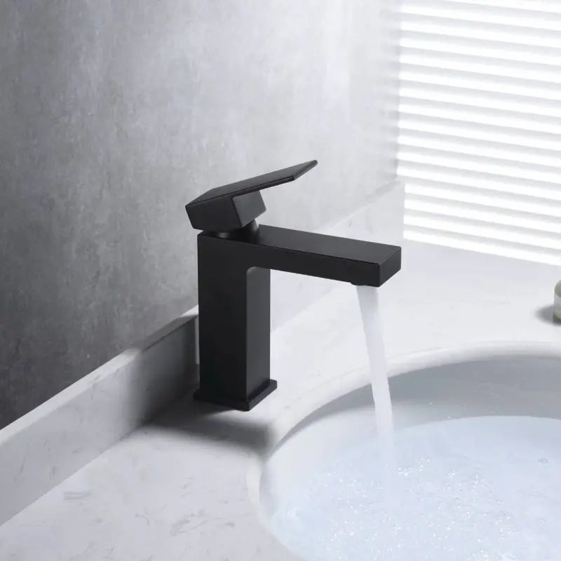 Luxiko Modern Black Bathroom Faucet – Single Handle One Hole Lavatory Sink Tap, Sleek Matte Black Vanity Mixer for Bathroom Sink
