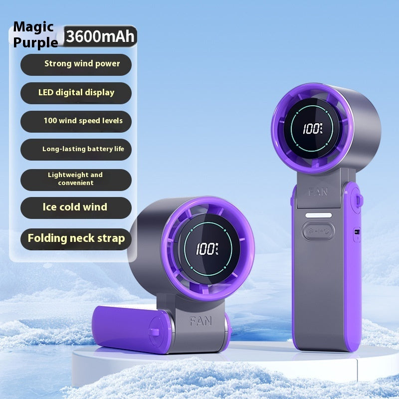 Luxiko Portable High-Speed Handheld Fan – 3600mAh Rechargeable Mini Turbo Fan with 100 Speed Adjustable Settings, Foldable Personal Cooling Fan for Travel & Outdoor