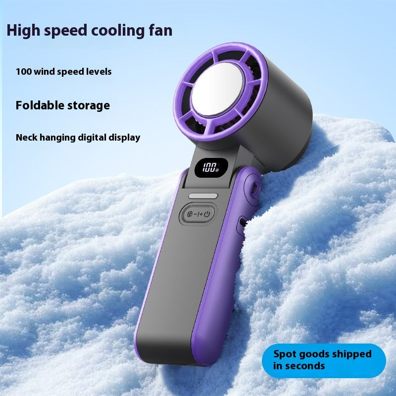 Luxiko Portable High-Speed Handheld Fan – 3600mAh Rechargeable Mini Turbo Fan with 100 Speed Adjustable Settings, Foldable Personal Cooling Fan for Travel & Outdoor