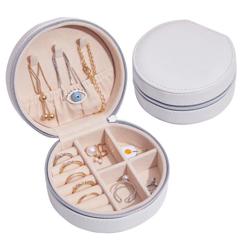 Luxiko Portable Travel Jewelry Box Organizer – Small Compact Jewelry Case with Zipper | Storage for Rings, Earrings, Necklaces & Accessories