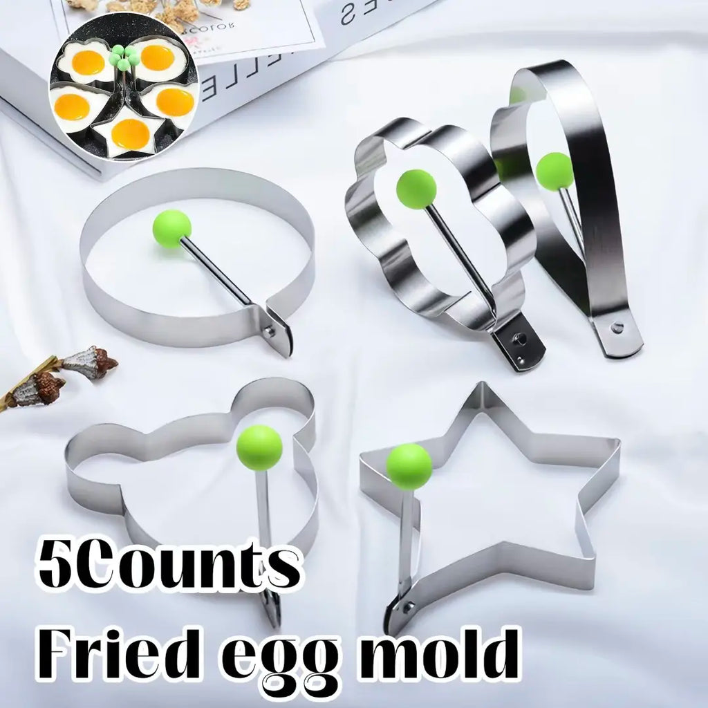 Luxiko 5-Piece Egg Ring Mold Set – Non-Stick Round Egg & Pancake Molds, Breakfast Cooking Rings for Perfect Eggs, Burgers & More