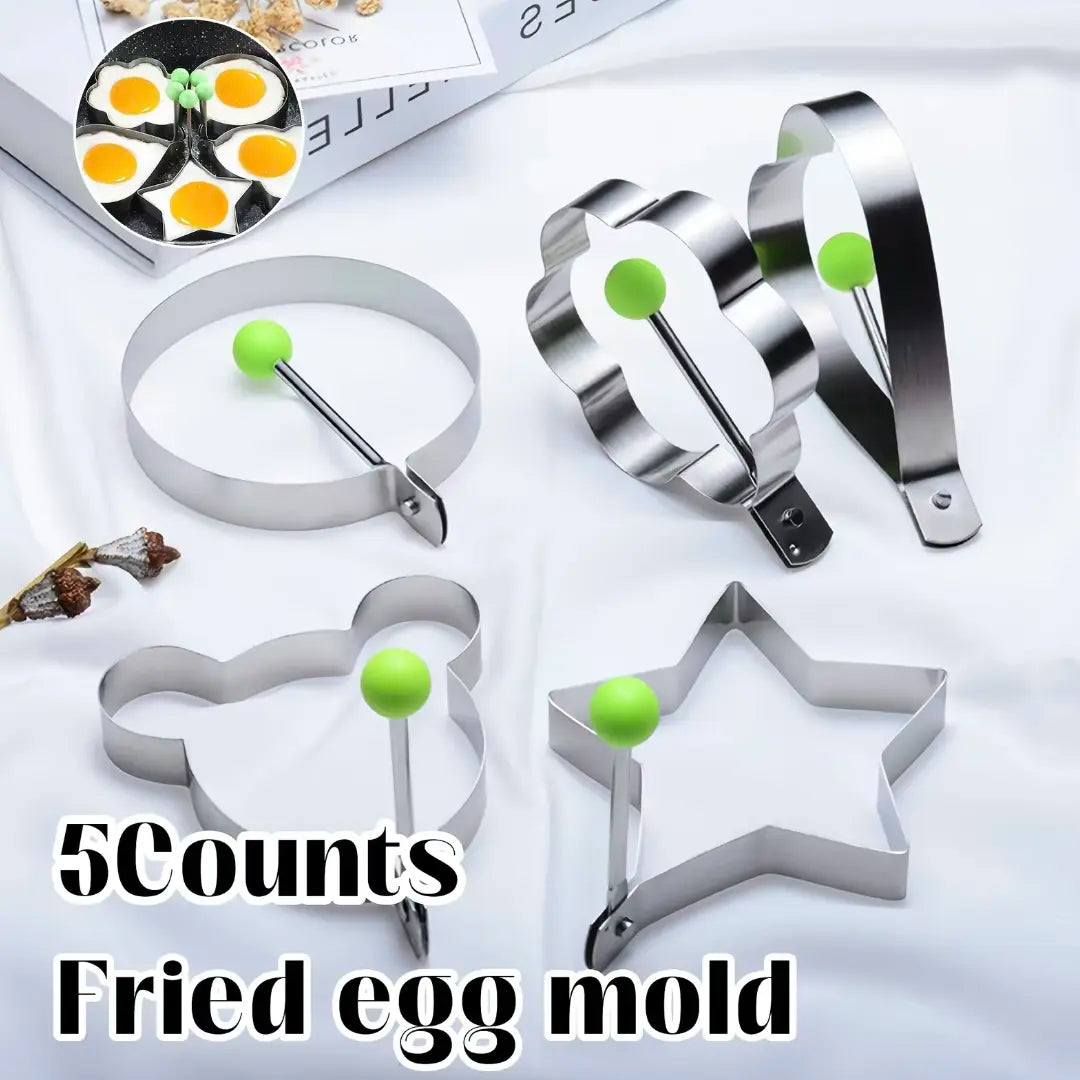Luxiko 5-Piece Egg Ring Mold Set – Non-Stick Round Egg & Pancake Molds, Breakfast Cooking Rings for Perfect Eggs, Burgers & More