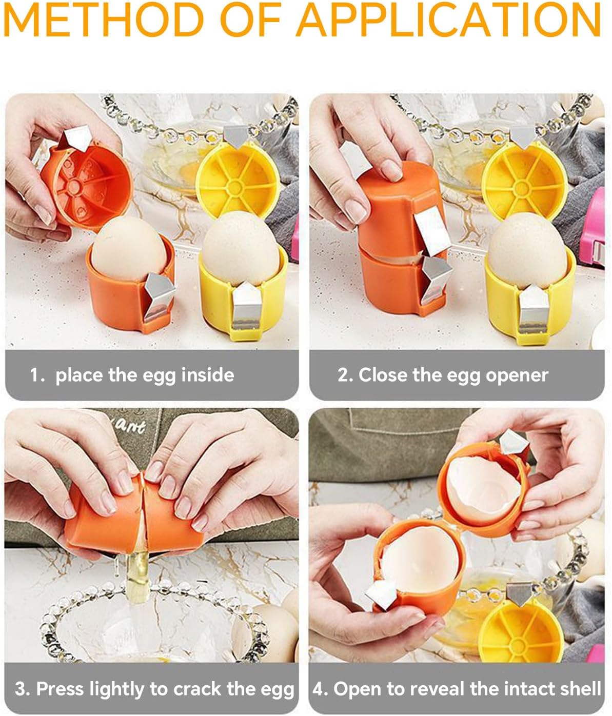 Luxiko 3PCS Egg Shell Opener Set – Stainless Steel Egg Cracker Tool for Raw & Boiled Eggs, Handheld Egg Top Cutter & Separator Kitchen Gadget