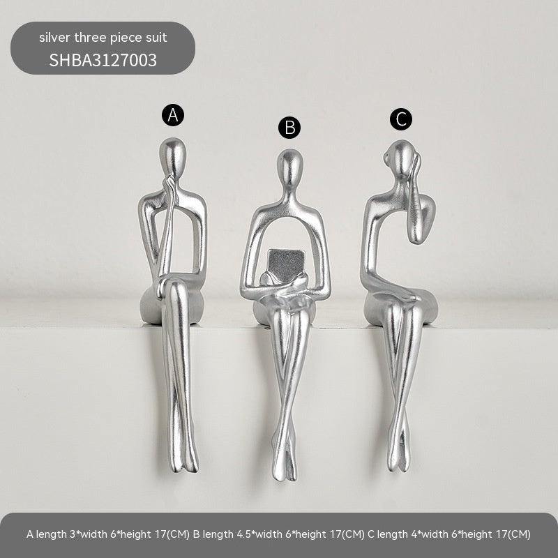 Luxiko Abstract Sitting Figure Sculpture – Modern Resin Art Statue for Home Decor, Minimalist Living Room Ornament & Aesthetic Desk Figurine