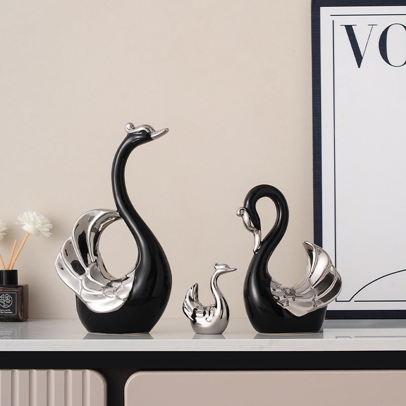Luxiko Couple Swan Decoration – Elegant Romantic Swan Figurine Set for Home Decor, Living Room Tabletop Ornament & Wedding Gift