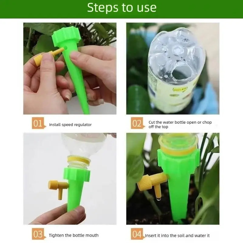 Luxiko 6PCS Automatic Plant Watering System – Adjustable Drip Irrigation Devices with Timer Control, Self-Watering Spikes for Indoor & Outdoor Plants