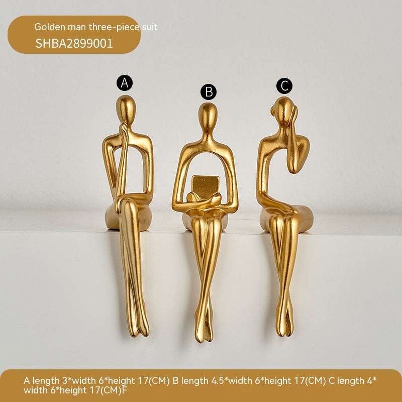 Luxiko Abstract Sitting Figure Sculpture – Modern Resin Art Statue for Home Decor, Minimalist Living Room Ornament & Aesthetic Desk Figurine