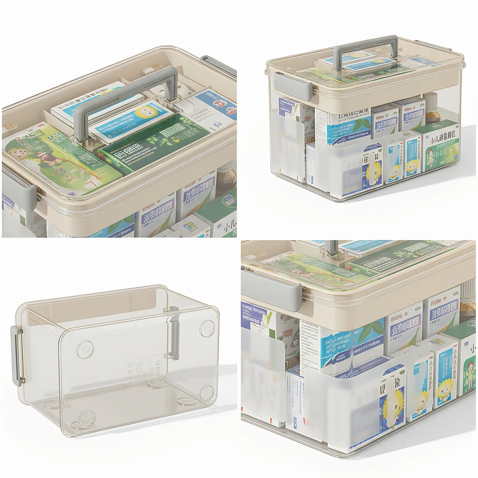 Luxiko Transparent Medicine Pill Organizer – Modular Layered Storage Box, Damp-Proof Travel Pill Case with Secure Buckles & Portable Handle for Home & Travel Use