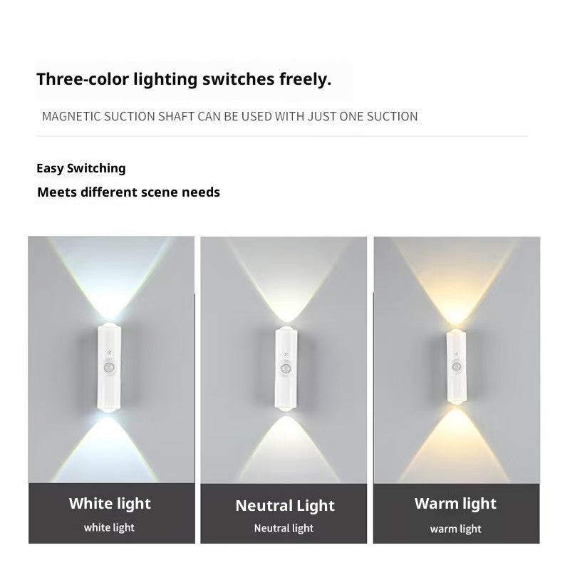 Luxiko RGB Motion Sensor Night Light – Rechargeable Magnetic Wall Lamp with Gradient Ambient Lighting for Bedroom, Hallway, Stairs & Living Room
