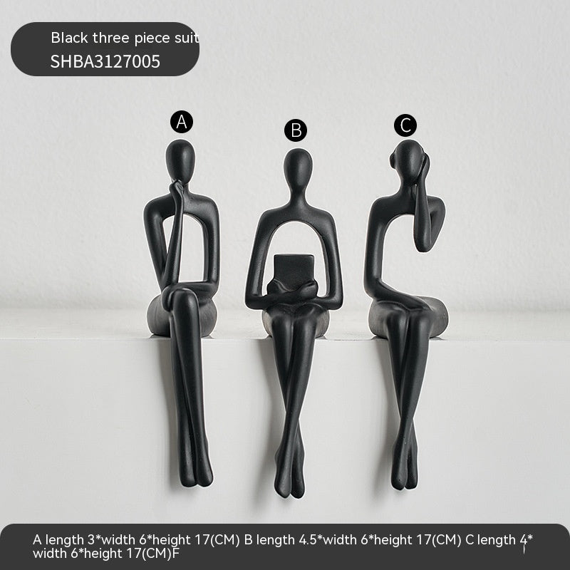 Luxiko Abstract Sitting Figure Sculpture – Modern Resin Art Statue for Home Decor, Minimalist Living Room Ornament & Aesthetic Desk Figurine