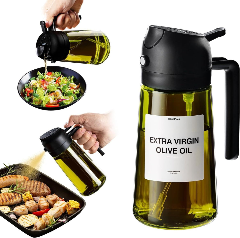 Luxiko 2-in-1 Oil Sprayer & Dispenser Bottle – Multifunctional Cooking Oil Spray Pump, BBQ Baking Kitchen Oil Storage Container