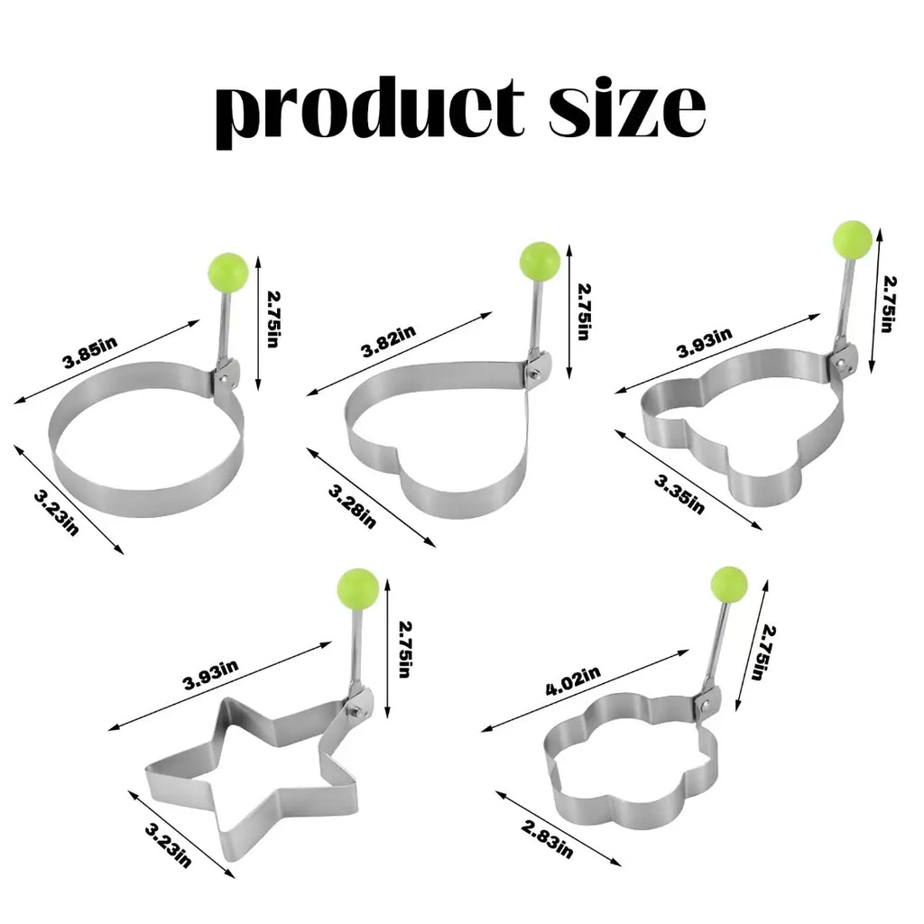 Luxiko 5-Piece Egg Ring Mold Set – Non-Stick Round Egg & Pancake Molds, Breakfast Cooking Rings for Perfect Eggs, Burgers & More