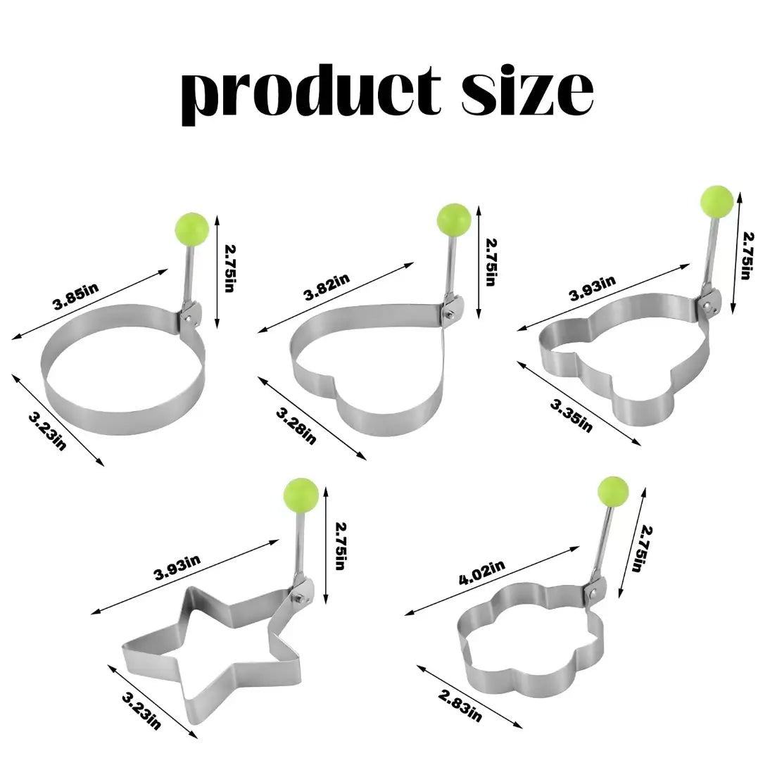 Luxiko 5-Piece Egg Ring Mold Set – Non-Stick Round Egg & Pancake Molds, Breakfast Cooking Rings for Perfect Eggs, Burgers & More