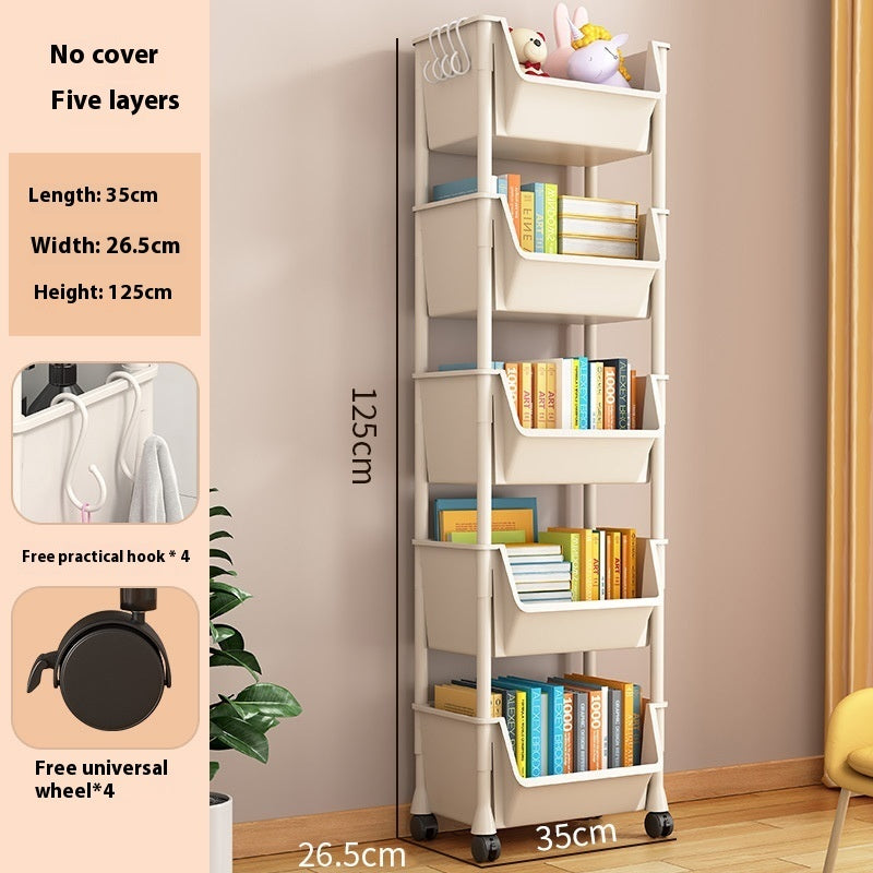 Luxiko Multifunctional Multi-Layer Plastic Storage Cart with Wheels – Adjustable Rolling Shelf Organizer for Kitchen, Bathroom, Bedroom & Living Room | Easy Install Utility Trolley