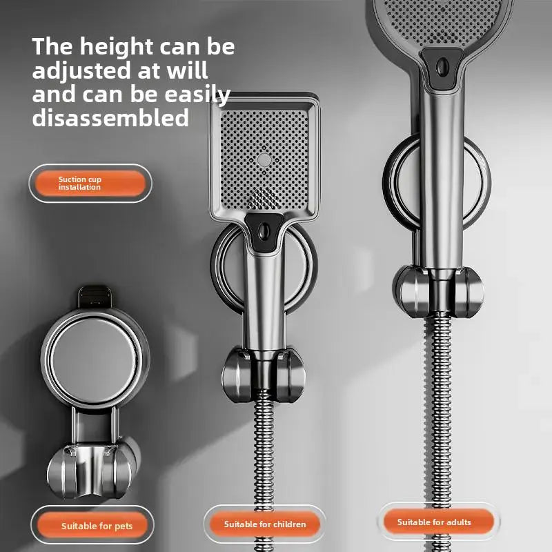 Luxiko Punch-Free Suction Cup Shower Head Holder – Adjustable Bathroom Shower Bracket | Strong Grip, Drill-Free Wall Mount Shower Rack Accessory
