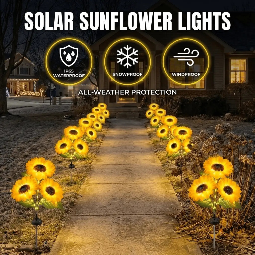 Luxiko Solar Sunflower Garden Lights – Waterproof LED Outdoor Decorative Lights, Realistic Solar Flower Lamps for Yard, Lawn, Patio & Porch (3 PCS Set)