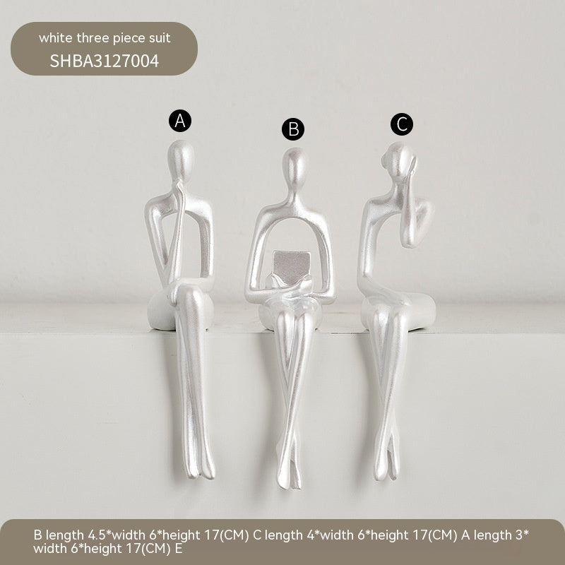 Luxiko Abstract Sitting Figure Sculpture – Modern Resin Art Statue for Home Decor, Minimalist Living Room Ornament & Aesthetic Desk Figurine