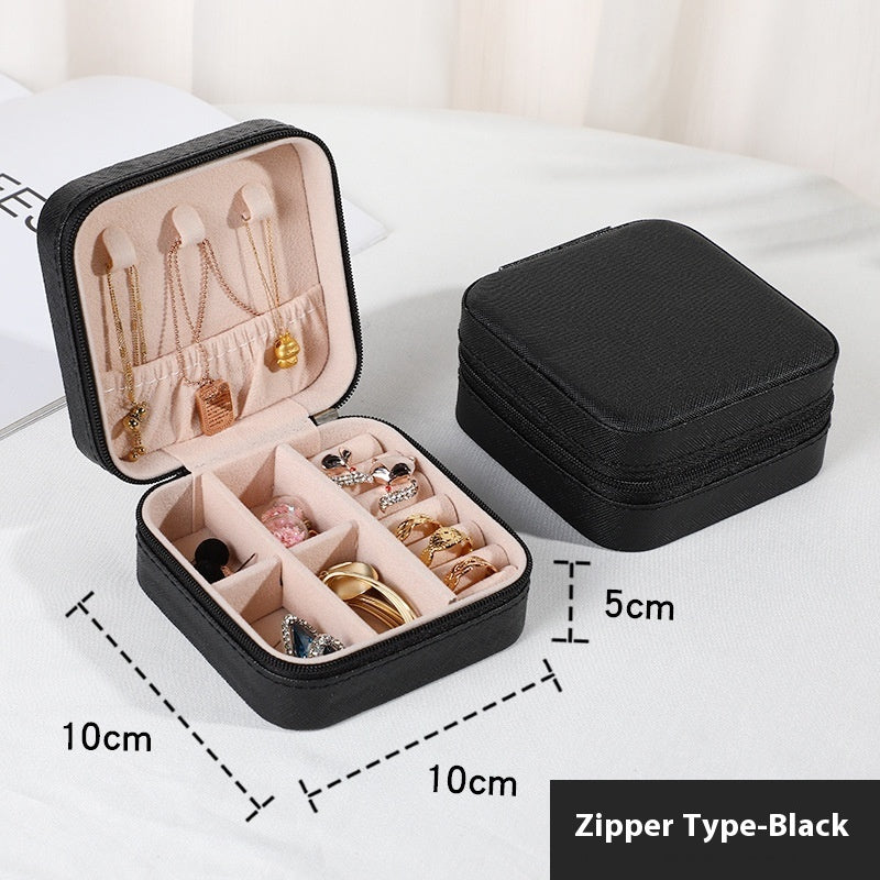 Luxiko Portable Travel Jewelry Box Organizer – Small Compact Jewelry Case with Zipper | Storage for Rings, Earrings, Necklaces & Accessories