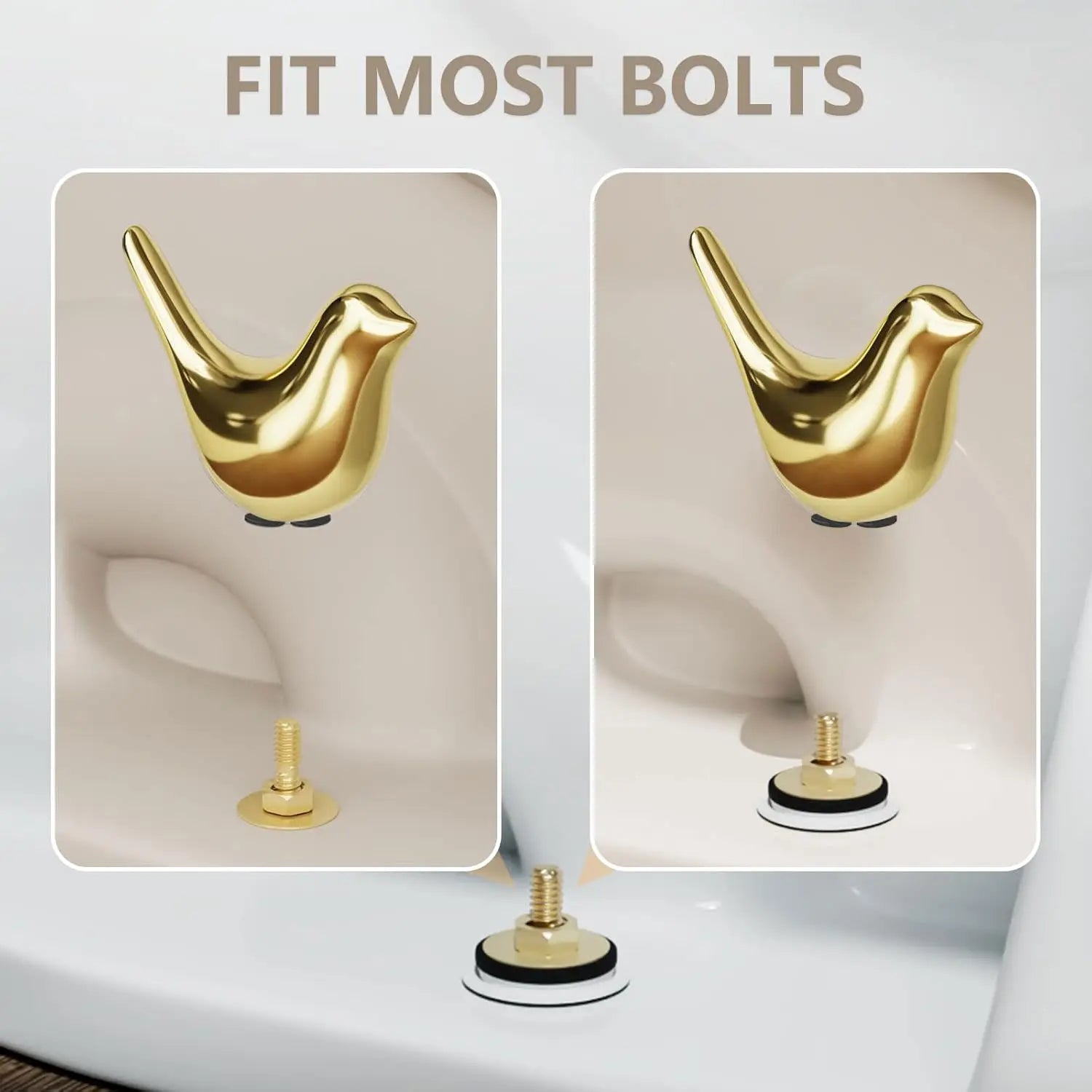 Luxiko 2PCS Ceramic Bird Toilet Bolt Caps – Cute Decorative Toilet Screw Covers | Easy Install Bathroom Toilet Base Cover Accessories