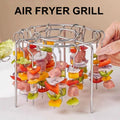 Luxiko Air Fryer Skewer Rack Set - 2 Pack Stainless Steel BBQ Grill Rack with Skewers for Air Fryer, Even Cooking Meat & Vegetables, Reusable Kitchen Cooking Accessories