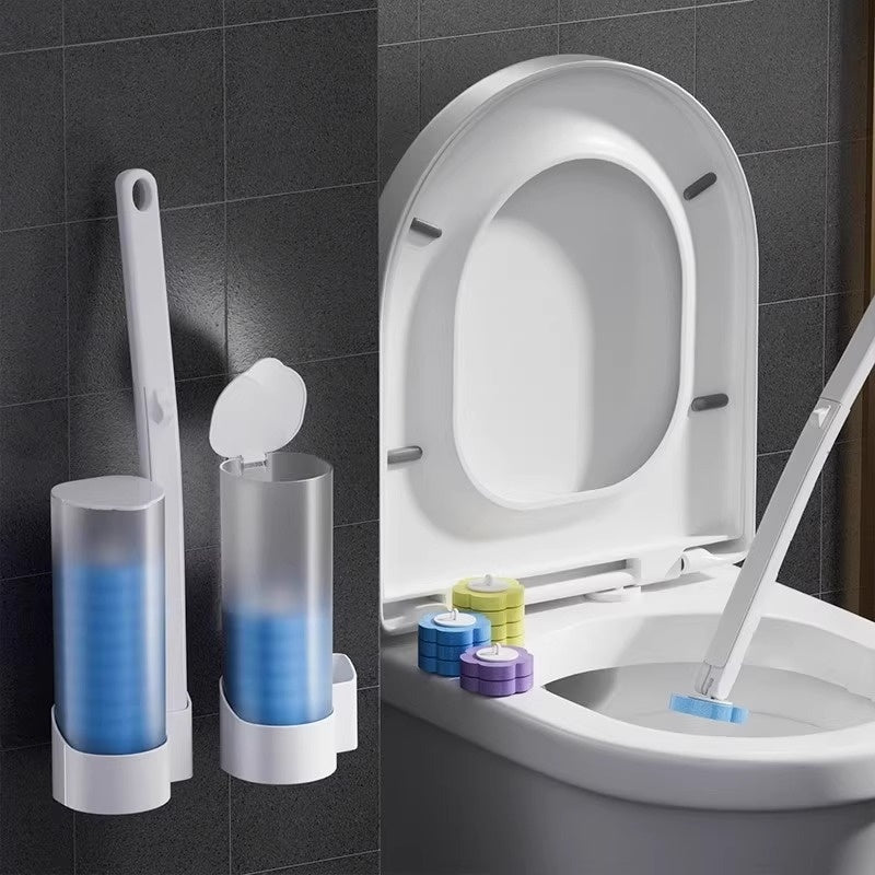 Luxiko Disposable Toilet Brush Sponge Head Replacement Kit – Odor Removal Cleaning System | Hygienic Single-Use Bathroom Cleaning Tool for Home Use