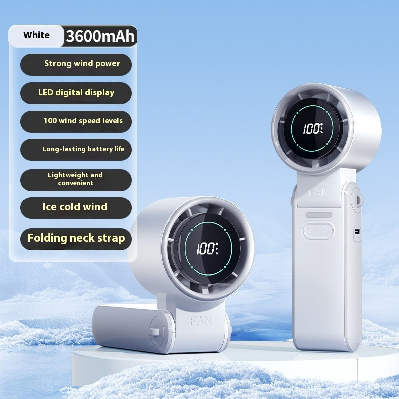 Luxiko Portable High-Speed Handheld Fan – 3600mAh Rechargeable Mini Turbo Fan with 100 Speed Adjustable Settings, Foldable Personal Cooling Fan for Travel & Outdoor