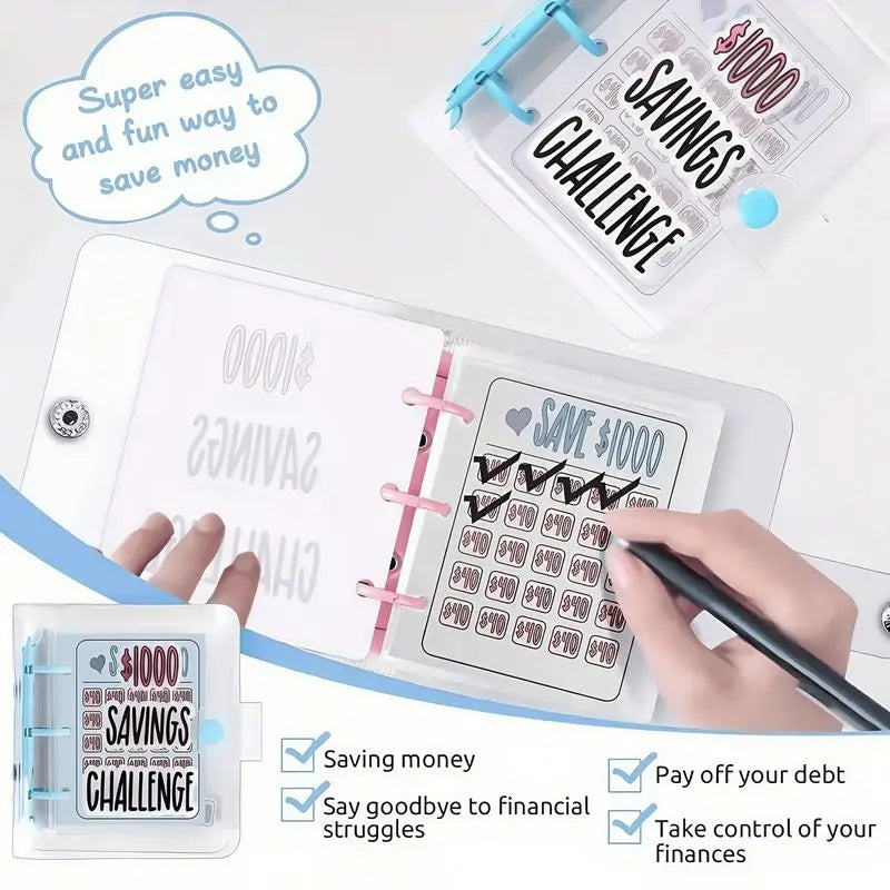 Luxiko $1000 Savings Challenge Binder – Reusable Budget Planner with Cash Envelopes, Money Saving Organizer & Finance Tracker Book